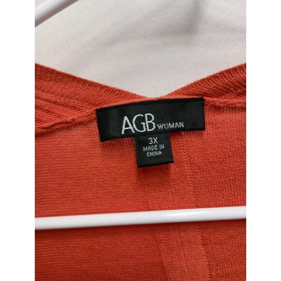 AGB Womens Cardigan Size 3X Orange Dolman Short Sleeve Open Front Lightweight - Picture 4 of 8